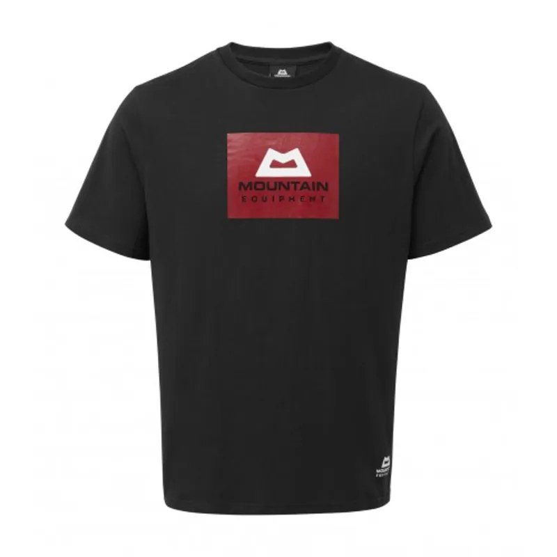 MOUNTAIN EQUIPMENT MENS RED BOX LOG T-SHIRT BLACK