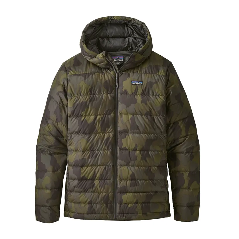 PATAGONIA MENS HILOFT DOWN HOODY CAMO GREEN