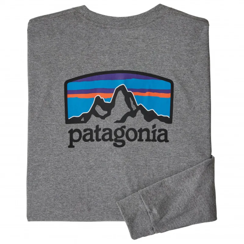 Patagonia L/S Fitz Roy Horizons Mens Responsibili-Tee in Gravel Heather