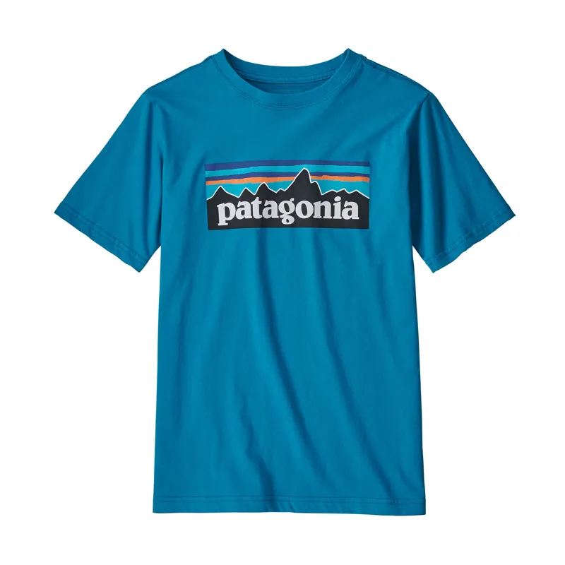 Patagonia Kids P-6 Logo Organic T-Shirt in Balkan Blue