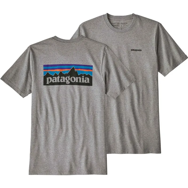 Patagonia Mens P-6 Logo Responsibili-tee in Gravel Heather-1