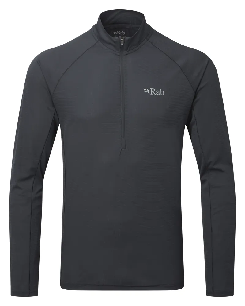 Rab Pulse Mens Long Sleeve Mens Zip Shirt in Ebony