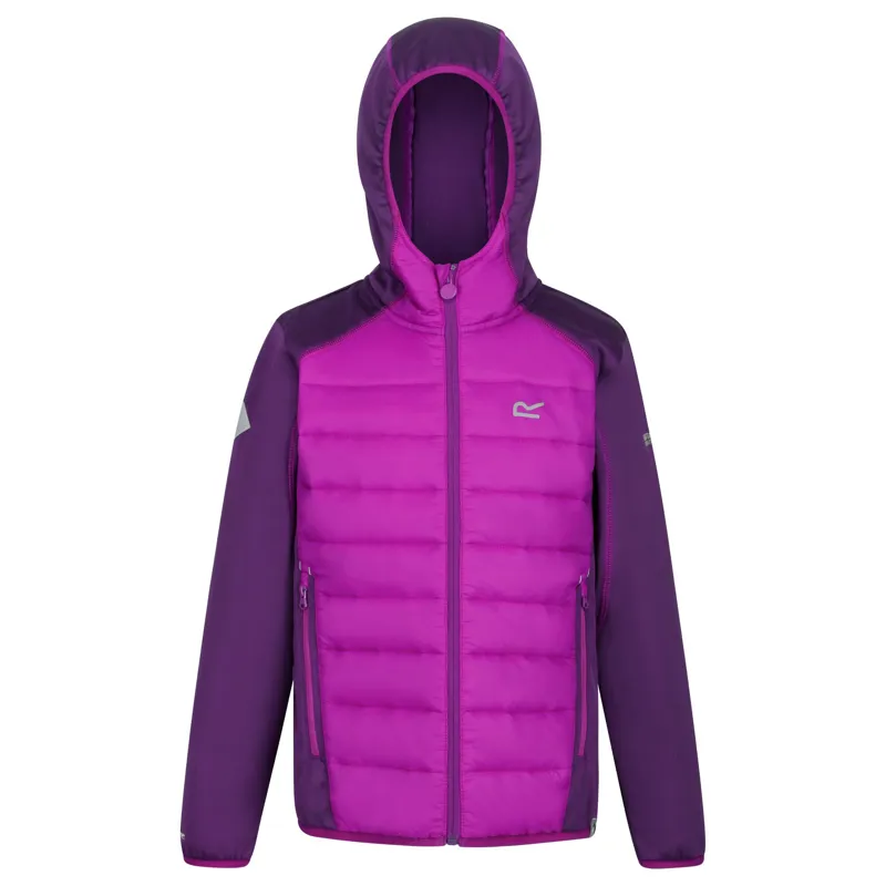 REGATTA KIDS KIELDER IV HOODED HYBRID JACKET WINBERRY/VIVID VIOLA