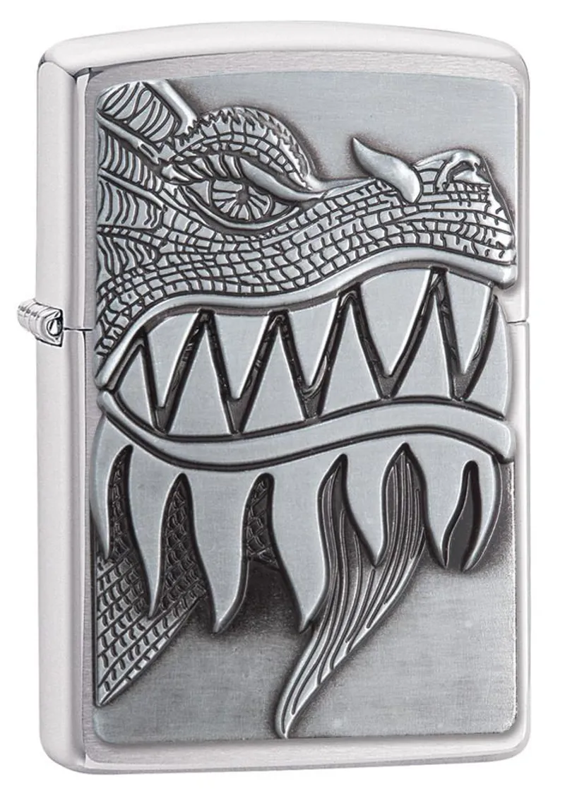 Zippo Fire Breathing Dragon Brushed Chrome Windproof Pocket Lighter