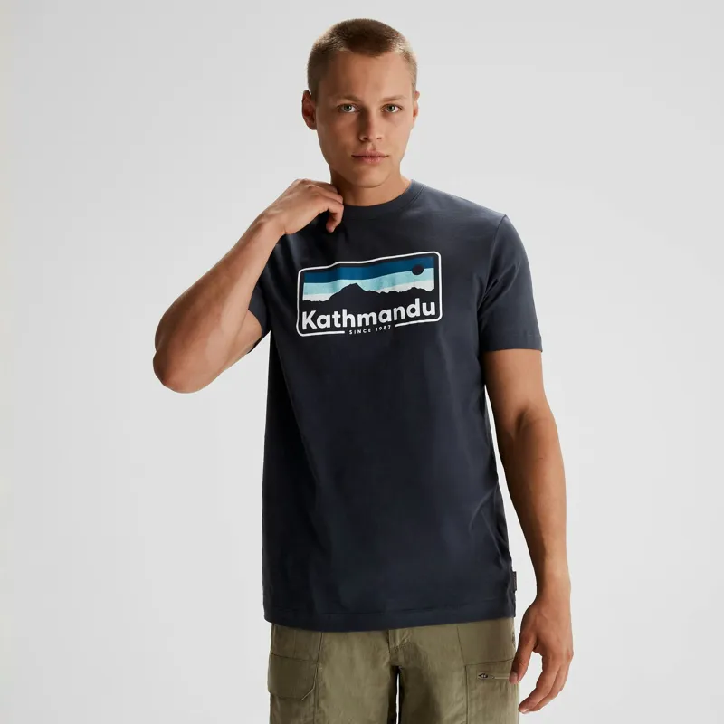 Kathmandu Men's 70's Logo Organic Cotton T-shirt in Midnight Navy-1