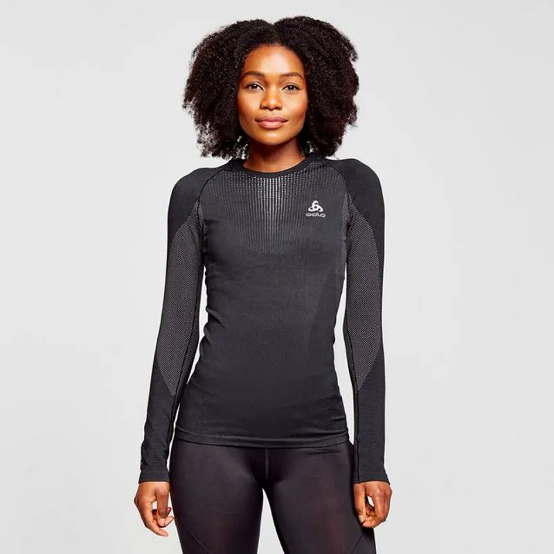 Odlo Women's Performance Warm Long Sleeve Baselayer Top Crew in Black-1