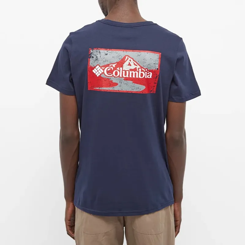 Columbia Men's Rapid Ridge Back Graphic II Tee in Collegiate Navy-1