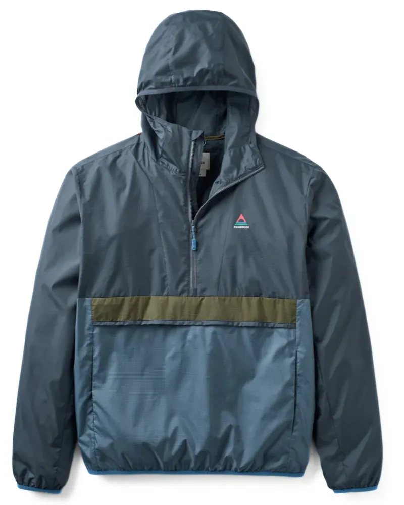 Passenger Men's Gusto Recycled Windshell Anorak in Charcoal/Storm Grey
