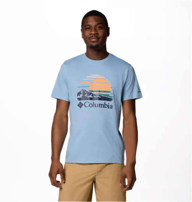 Columbia Men's Path Lake Graphic Tee II in Ripple Blue/Peaceful Perspective