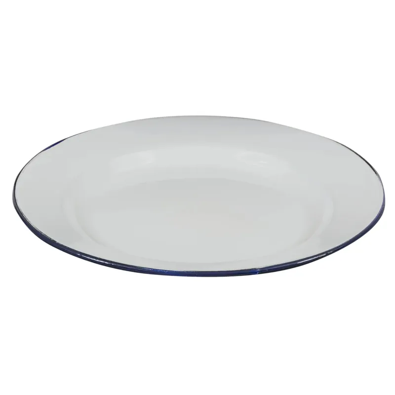Highlander Enamel  Vintage Camping Plate in White