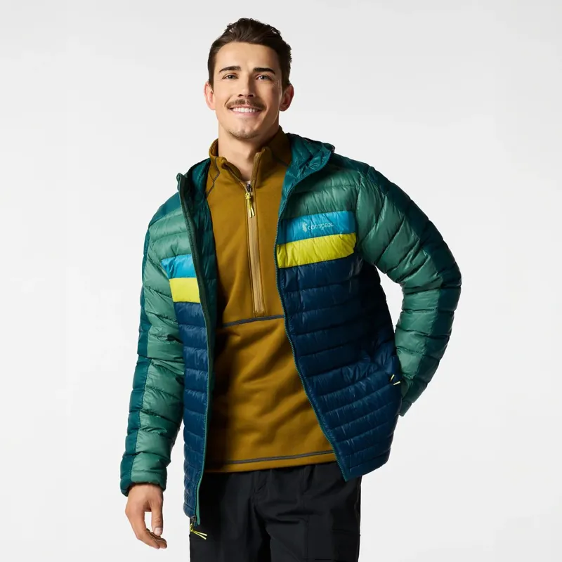 Cotopaxi Men's Fuego Down Hooded Jacket in Deep Ocean Block-2