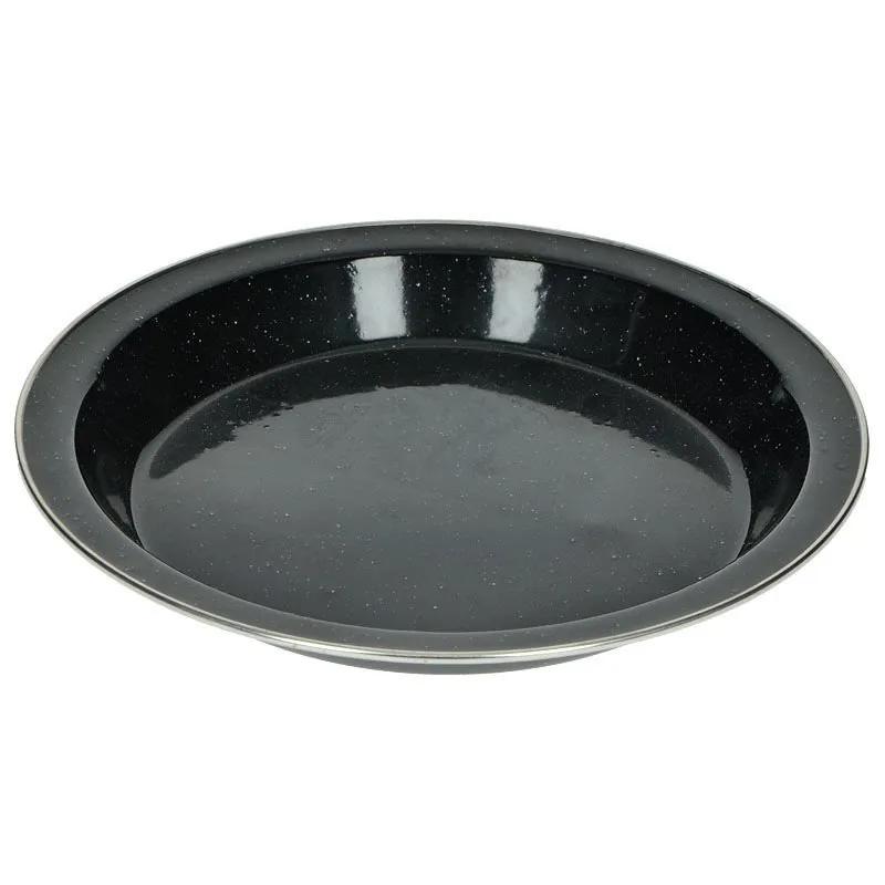 Highlander Deluxe Enamel Vintage Camping Plate in Black