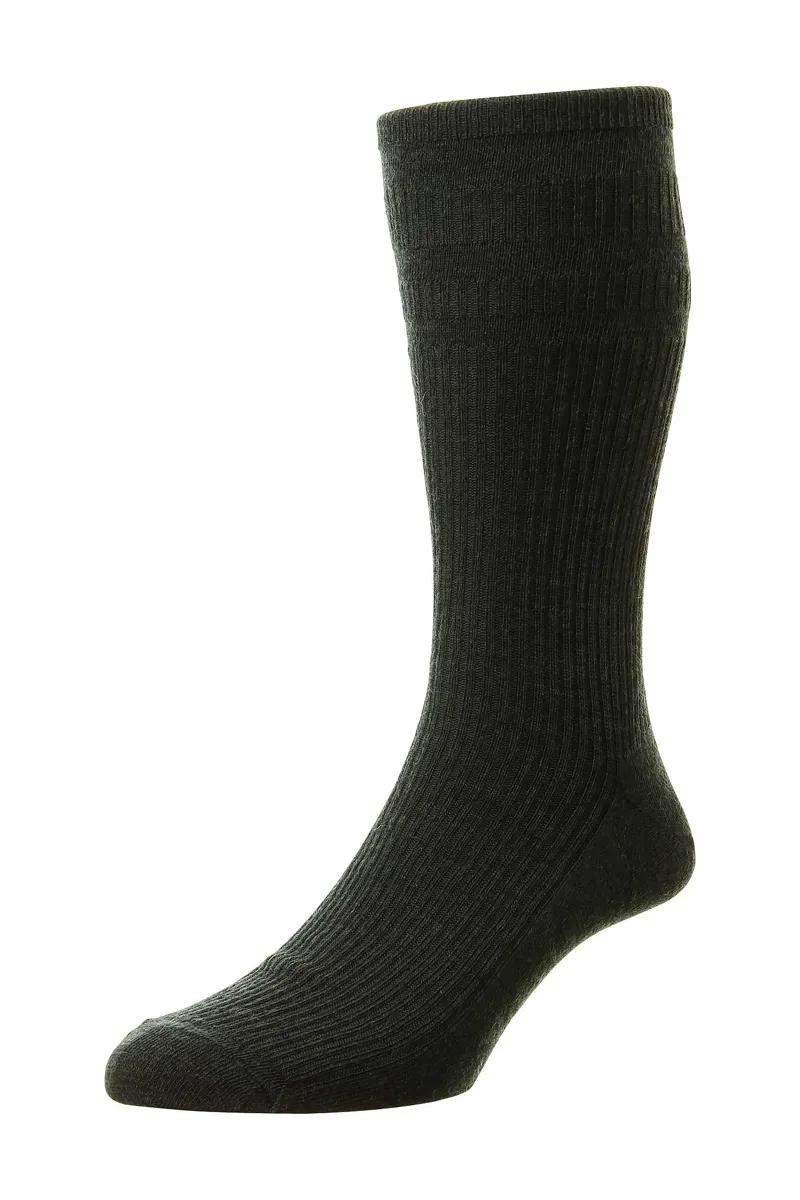 HJ Hall Men's The Original Wool Softop Sock in Charcoal