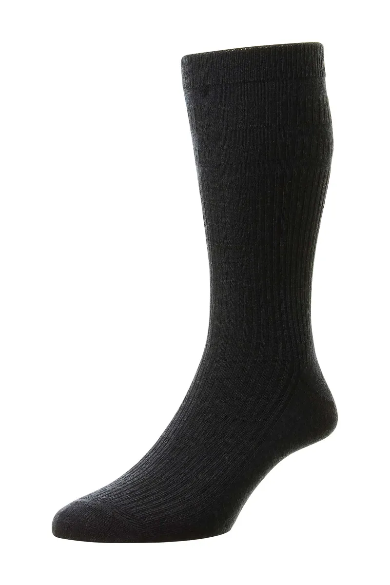 HJ Hall Men's The Original Wool Softop Sock in Dark Navy