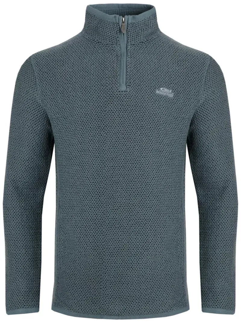Weird Fish Men's Stern 1/4 Zip Eco Macaroni Sweatshirt in Dusky Blue