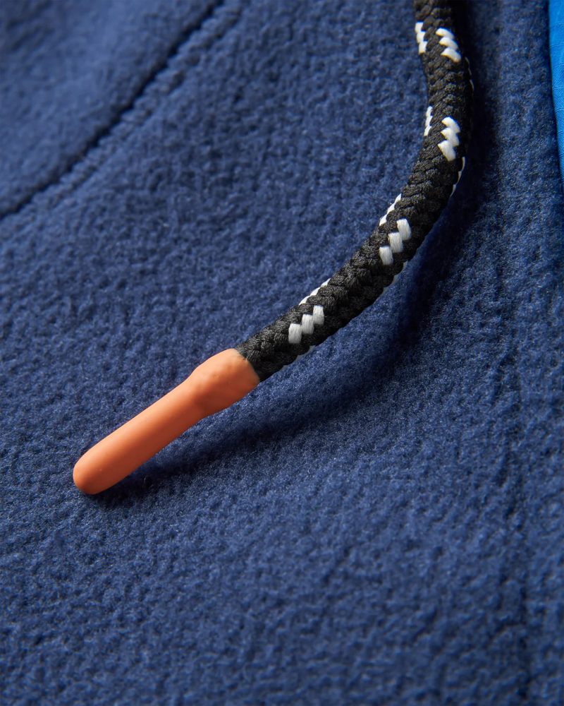 Passenger Men's Woodland Hooded 1/2 Zip Recycled Polar Fleece in Rich Navy/Grey Marl-8