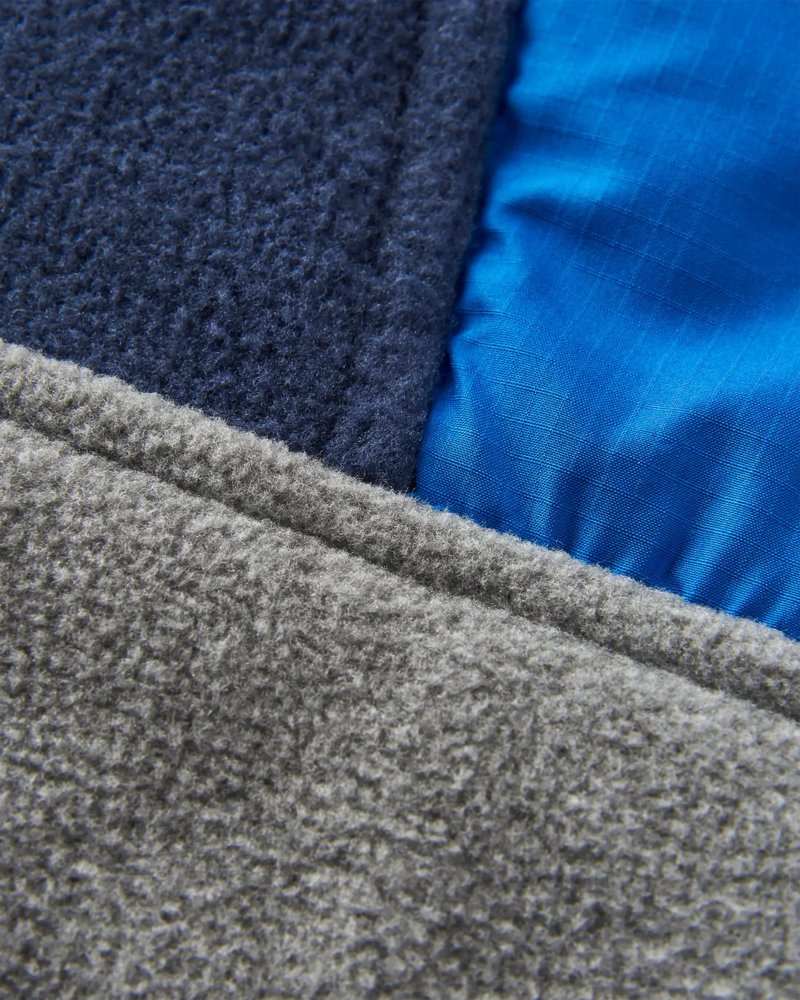 Passenger Men's Woodland Hooded 1/2 Zip Recycled Polar Fleece in Rich Navy/Grey Marl-5