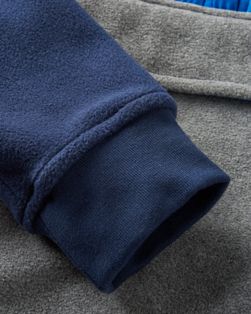 Passenger Men's Woodland Hooded 1/2 Zip Recycled Polar Fleece in Rich Navy/Grey Marl-3