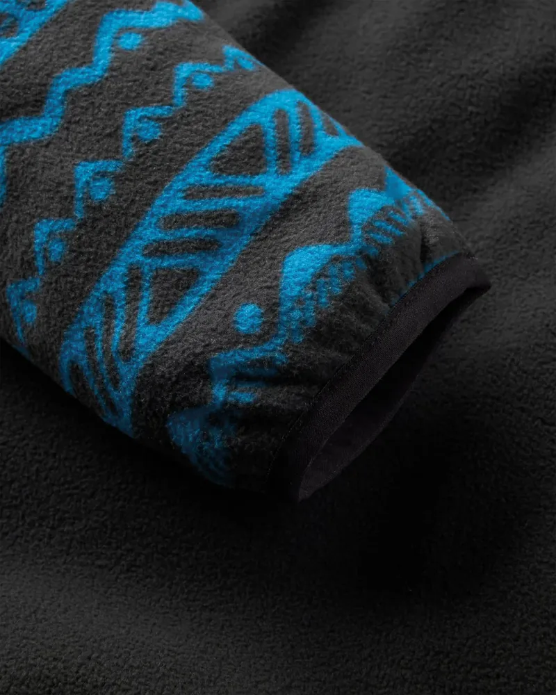 Passenger Men's Set Off Recycled Polar 1/4 Zip Fleece in Mountain Geo Charcoal/Bluejay-7