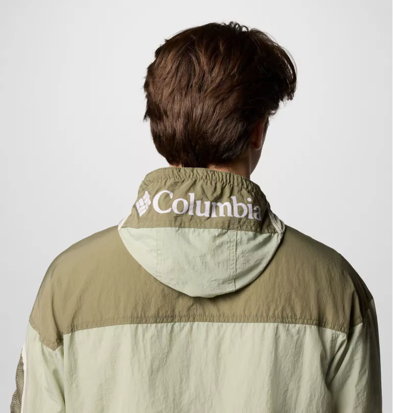 Columbia Men's Challenger II Windbreaker in Safari/Stone Green-2