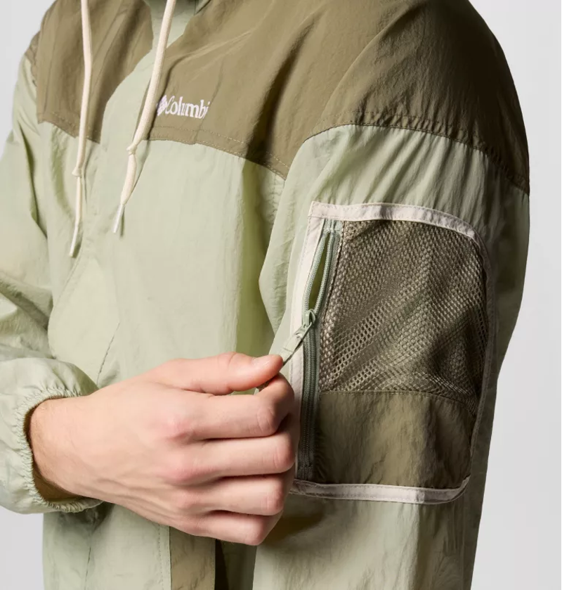 Columbia Men's Challenger II Windbreaker in Safari/Stone Green-6
