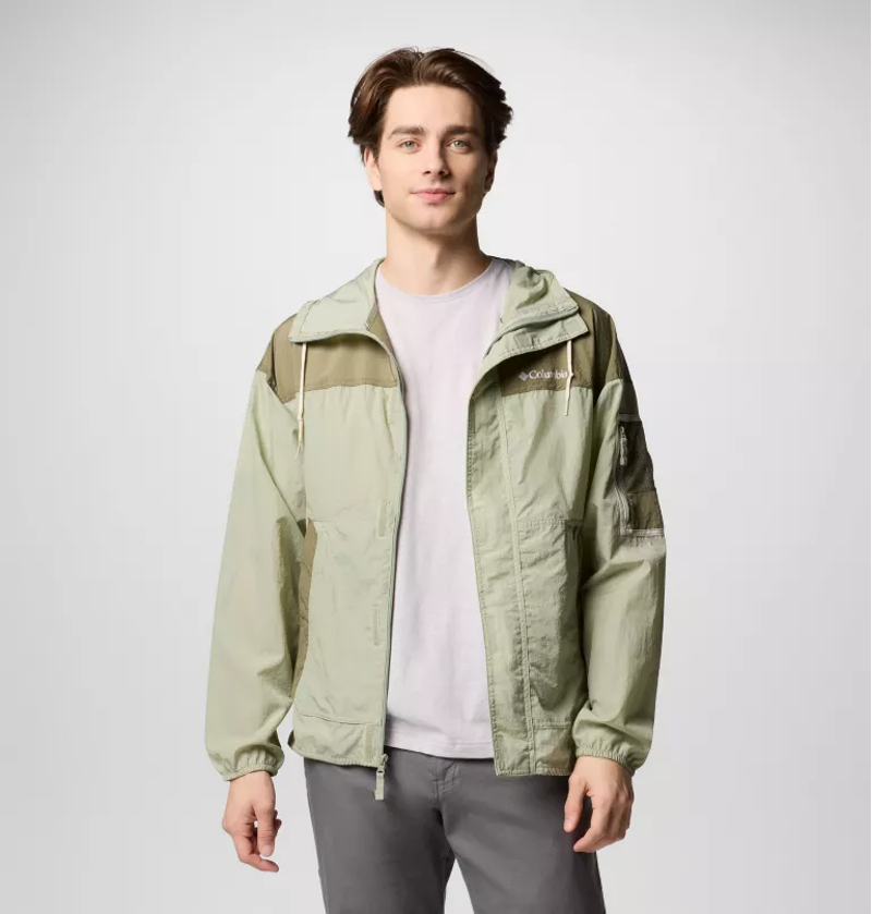 Columbia Men's Challenger II Windbreaker in Safari/Stone Green-3