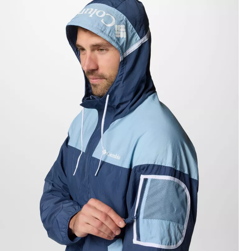 Columbia Men's Challenger II Windbreaker in Dark Mountain/Ripple Blue-4