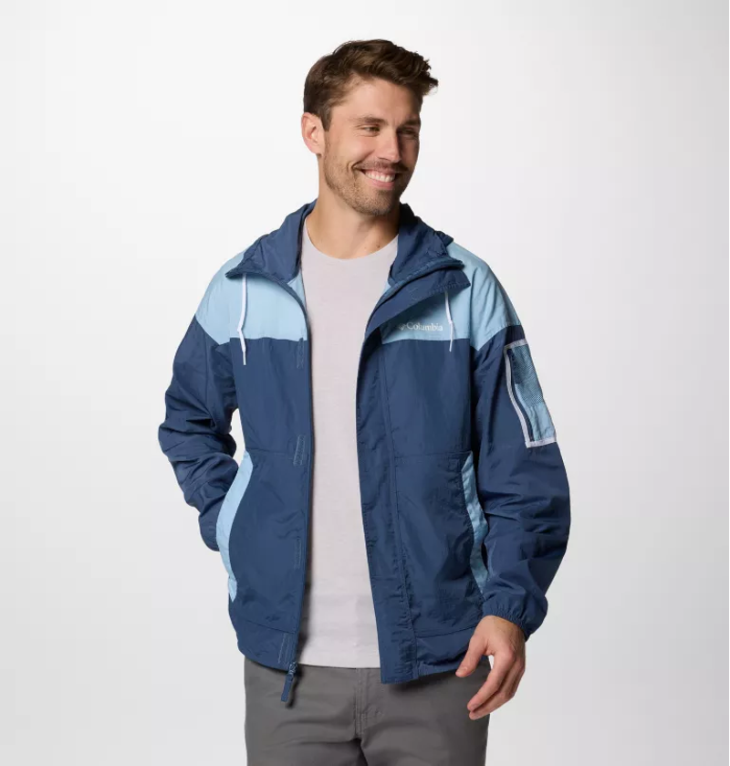 Columbia Men's Challenger II Windbreaker in Dark Mountain/Ripple Blue-1