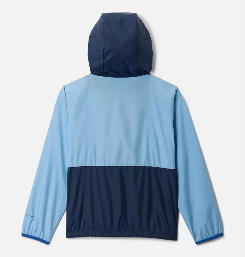Columbia Kid's Back Bowl II Hooded Windbreaker in Ripple Blue/Coll Navy-1