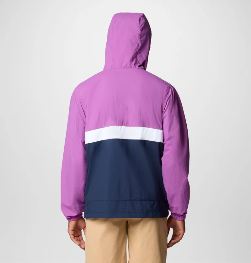 Columbia Men's Spire Valley Hooded Windbreaker in Razzle/Collegiate Navy/White-2