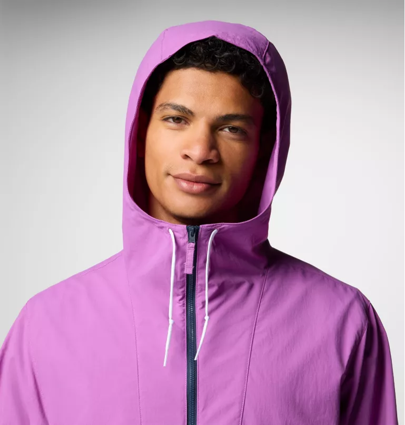 Columbia Men's Spire Valley Hooded Windbreaker in Razzle/Collegiate Navy/White-3