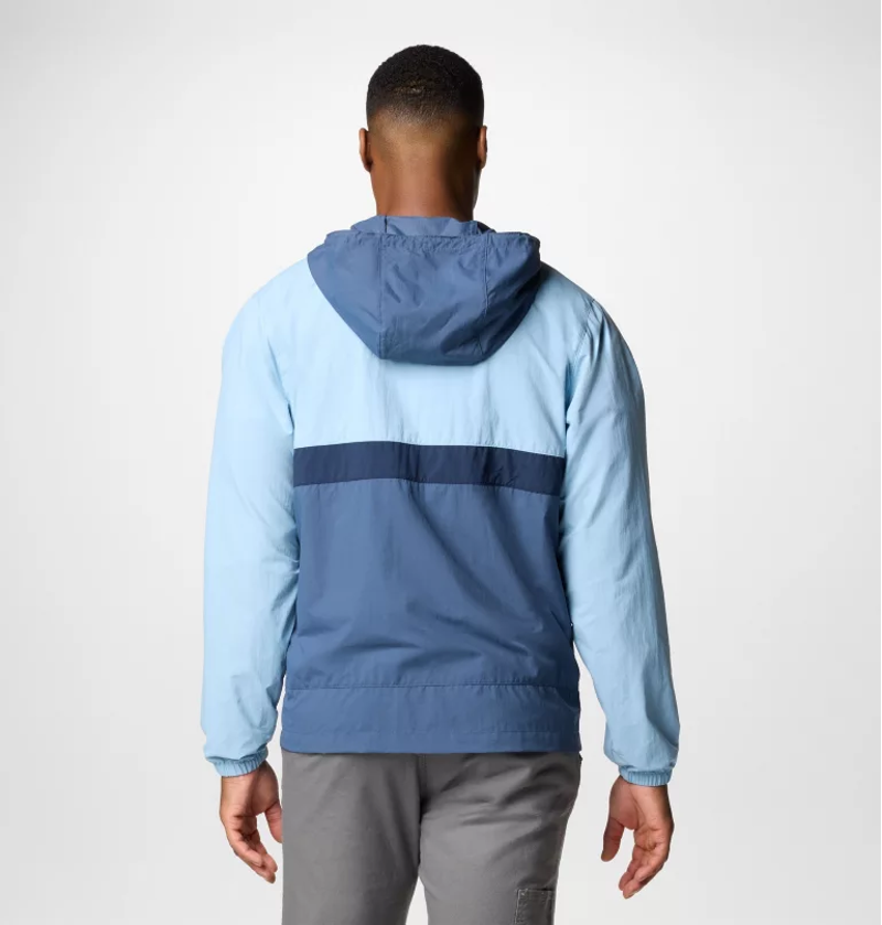 Columbia Men's Spire Valley Hooded Windbreaker in Ripple Blue/Dark Mountain/Coll Navy-2