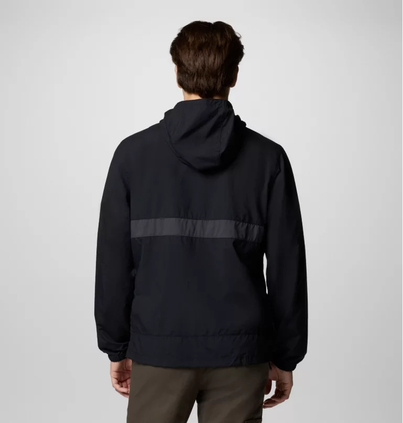 Columbia Men's Spire Valley Hooded Windbreaker in Black/Shark-2