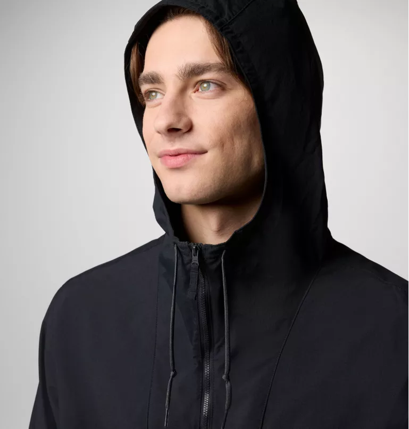 Columbia Men's Spire Valley Hooded Windbreaker in Black/Shark-3