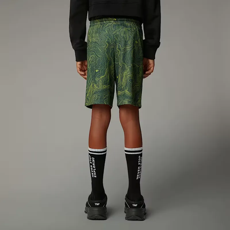 The North Face Boy's Never Stop Shorts in Duck Green/Topo Print-4