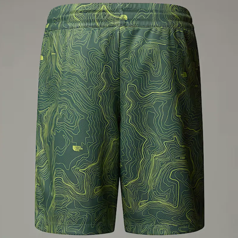 The North Face Boy's Never Stop Shorts in Duck Green/Topo Print-1