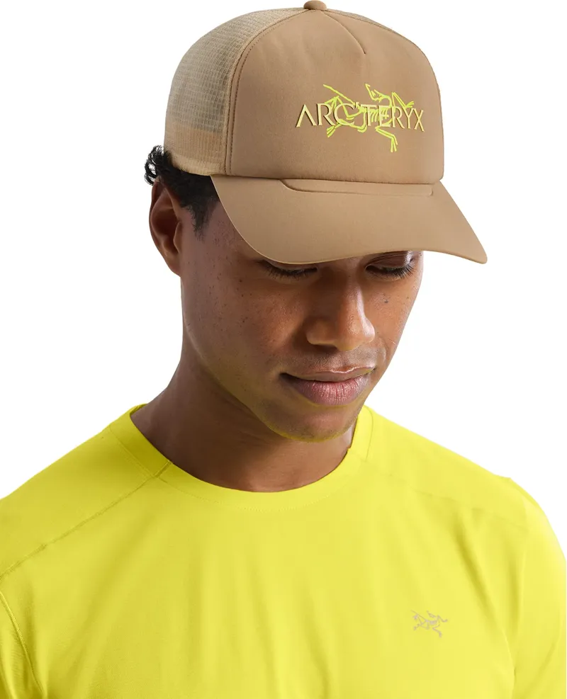 Arc'teryx Bird Word Trucker Hat in Canvas/Euphoria-1