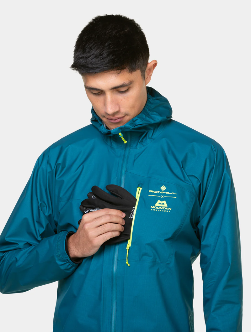 Ronhill Men's Tech Gore-Tex Mercurial Jacket in Deep Teal/Acid-2