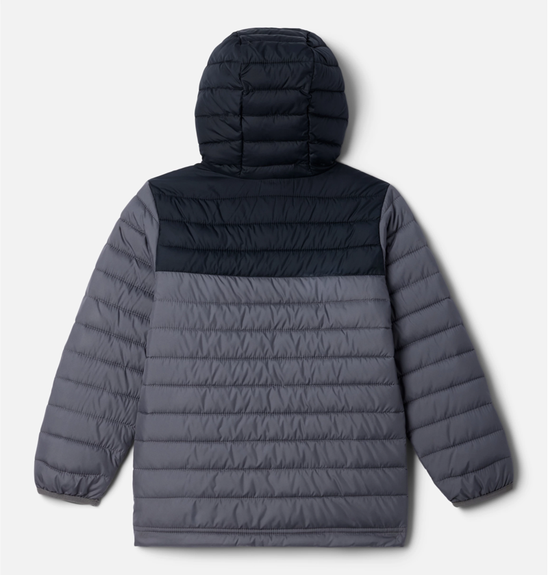Columbia Kid's Powder Lite II Hooded Jacket in City Grey/Black-1
