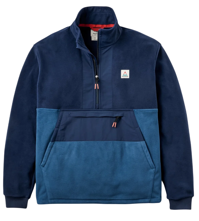 Passenger Men's Woodland 2.0 Hoodless 1/2 Zip Recycled Polar Fleece in Rich Navy/Dark Denim