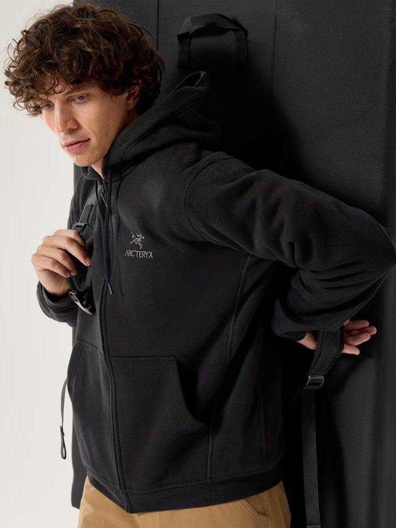 Arc'teryx Men's Emblem Fleece Full-Zip Hoody in Black-6