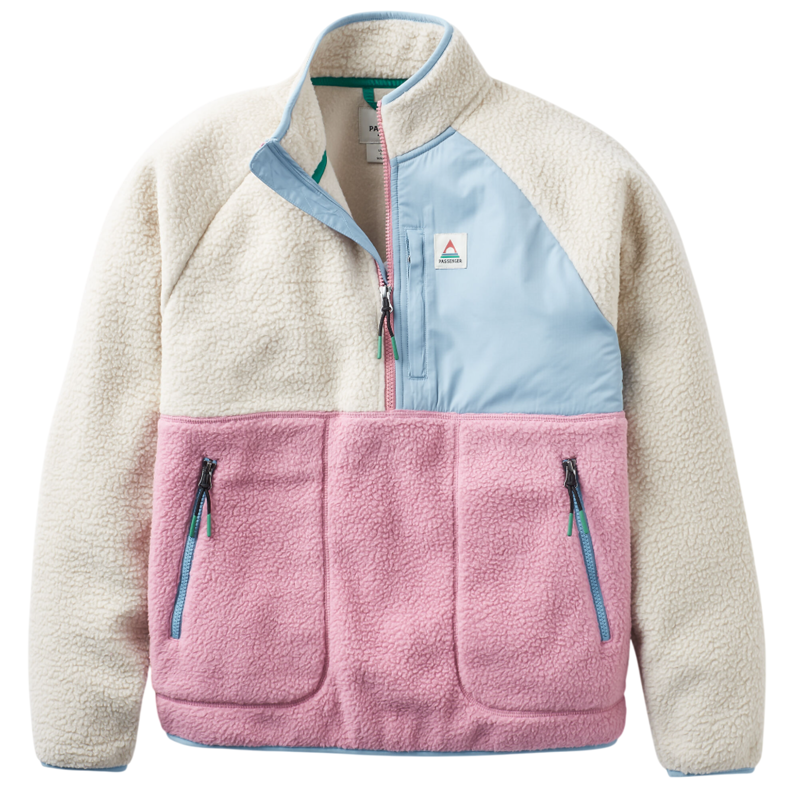 Passenger Women's Home Recycled Sherpa Fleece in Oatmeal/Pink Haze
