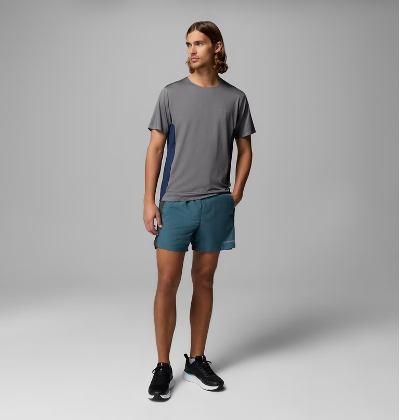 Columbia Men's Three Pitch Crew Tee in City Grey/Collegiate Navy-4