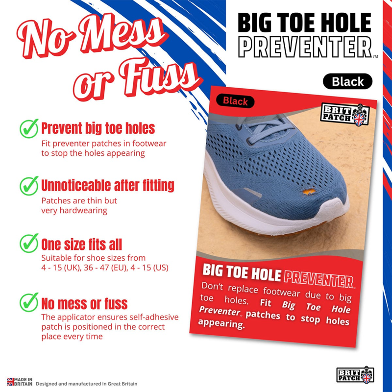 Brit Patch Big Toe Hole Preventer in Black-6