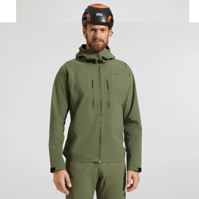 La Sportiva Men's Helixir Shell Jacket in Cypress/Night Sky-2