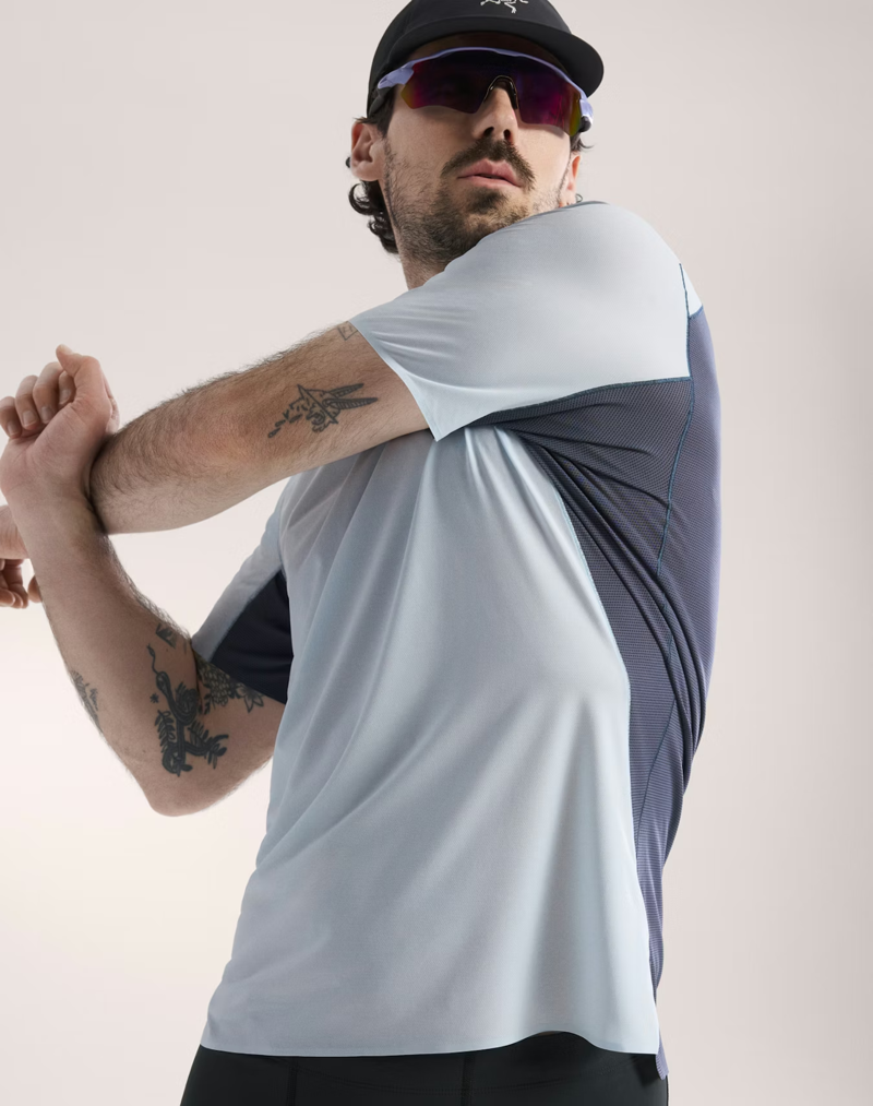 Arc'teryx Men's Norvan Downword Logo Tee in Alpine Blue/Dark Stratus-4