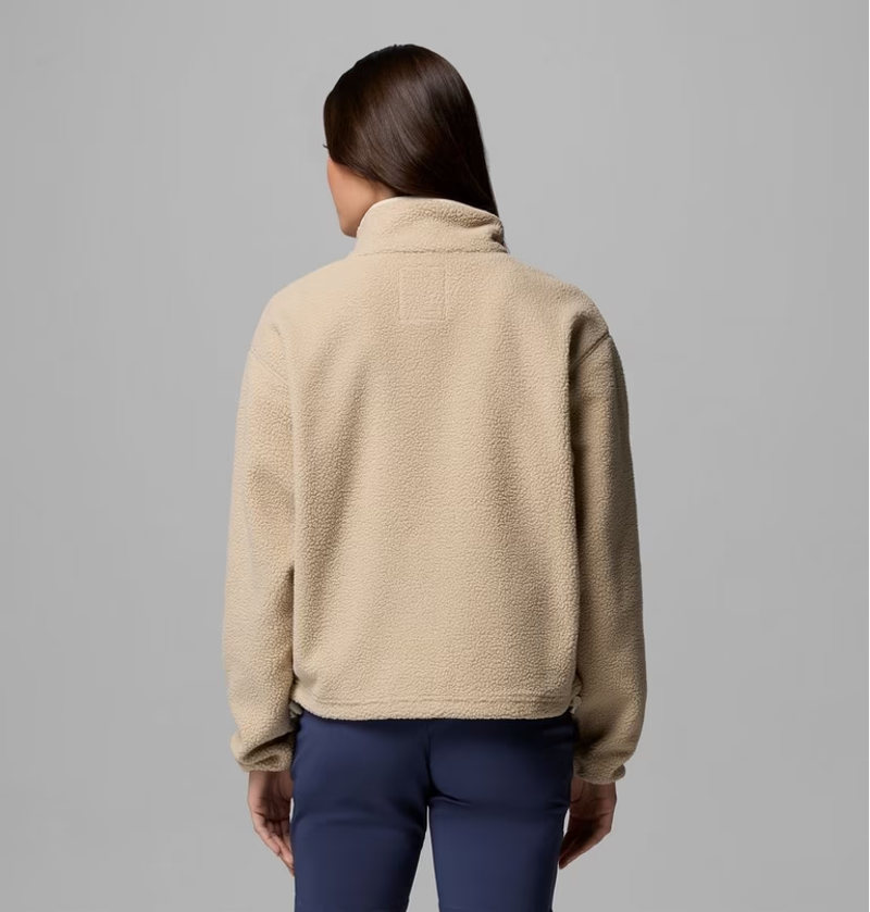 Columbia Women's Helvetia II Cropped Half Snap Fleece in Ancient Fossil/Dark Stone/Chalk-1