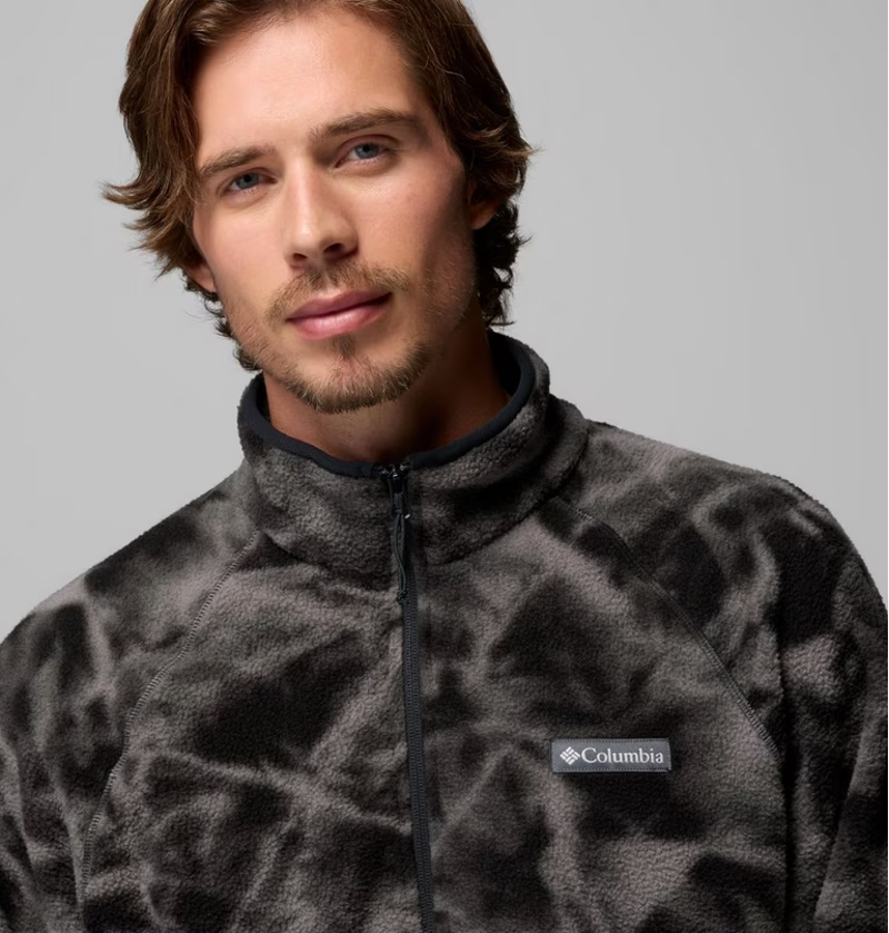 Columbia Men's Timber Crest MTR Fleece Printed HZ in Black/Icypeaks-2