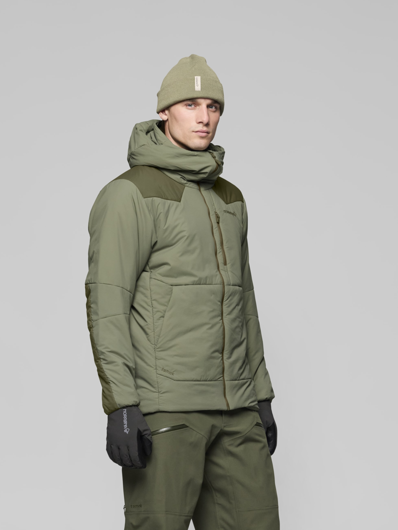 Norrona Men's Tamok Thermo80 Zip Hood in Olive Night/Deep Lichen Green-6