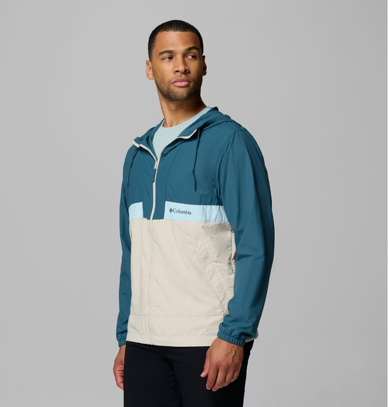 Columbia Men's Spire Valley Hooded Windbreaker in Everblue/Dark Stone-2